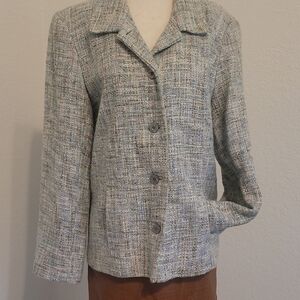 Women's Elegant Tweed Blazer - Light Gray